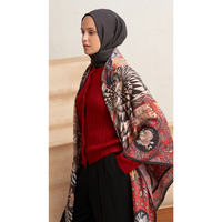 Buhara Yün İpek Omuz Şal - Kırmızı