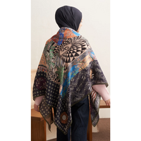 Buhara Yün İpek Omuz Şal - Lacivert