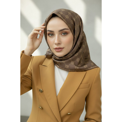Vissona Twill İpek Eşarp - Sütlü Kahve - Resim 2
