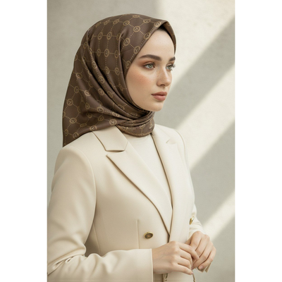 Vissona Twill İpek Eşarp - Sütlü Kahve - Resim 3