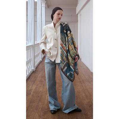 Vefa Omuz Şal - Koyu Lacivert - Resim 4