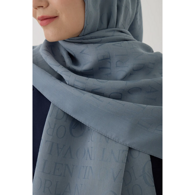 Valentino Orlandi VO Logo Serisi Şal - Metalik Mavi - Resim 2