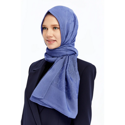 Valentino Orlandi Alia Mermer Desen Şal - Mavi - Resim 2