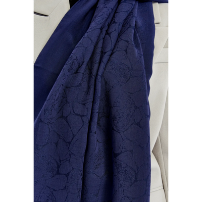 Valentino Orlandi Alia Mermer Desen Şal - Gece Mavisi - Resim 2