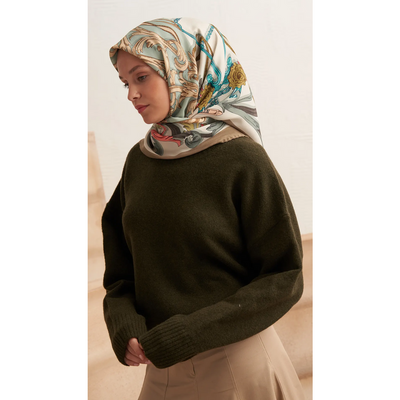 Mareen Sarmaşık Fureya Eşarp - Defne - Resim 4