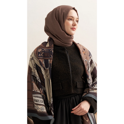 Citycides Yün İpek Omuz Şal - Vizon - Resim 3