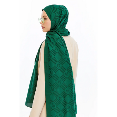 Valentino Orlandi Logo Serisi Kibrit Desen Şal - Zümrüt Yeşili - Resim 2