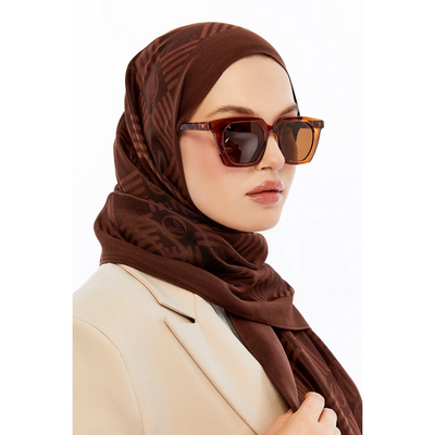 Valentino Orlandi Logo Serisi Kibrit Desen Şal - Kahve - Resim 2