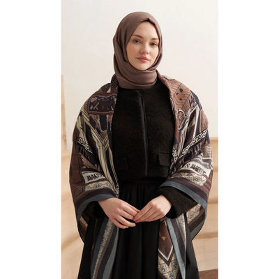 Citycides Yün İpek Omuz Şal - Vizon - Resim 2