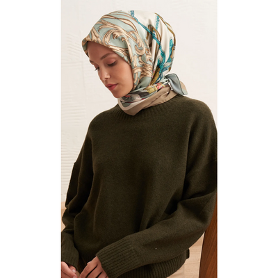 Mareen Sarmaşık Fureya Eşarp - Defne - Resim 3