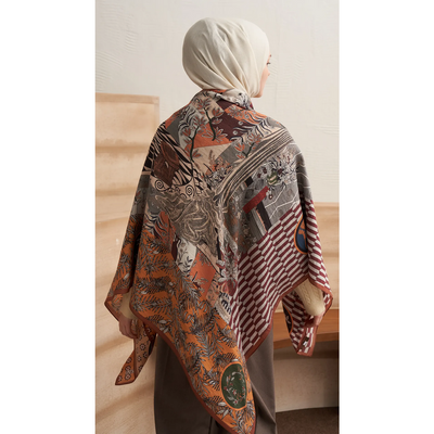 Buhara Yün İpek Omuz Şal - Hardal - Resim 2