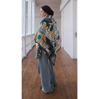 Vefa Omuz Şal - Koyu Lacivert - Resim 3