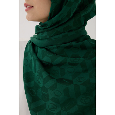 Valentino Orlandi Logo Serisi Monogram Şal - Zümrüt Yeşili - Resim 3