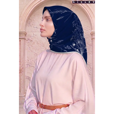 Sisley Twill İpek Eşarp - Mavi  - Resim 2