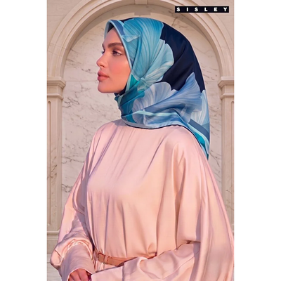 Sisley Twill İpek Eşarp - Mavi - Resim 2