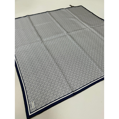 Vakko Monogram Twil Eşarp - Lacivert/Beyaz - Resim 3