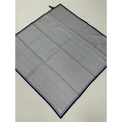 Vakko Monogram Twil Eşarp - Lacivert/Beyaz - Resim 2