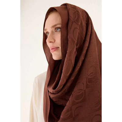 İmannoor Dama Desen Naia Pamuk Şal - Bakır - Resim 1