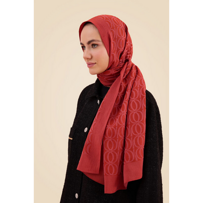 İmannoor Bambunoor Naia Pamuk Şal - Kiremit - Resim 2