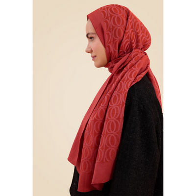 İmannoor Bambunoor Naia Pamuk Şal - Kiremit - Resim 3