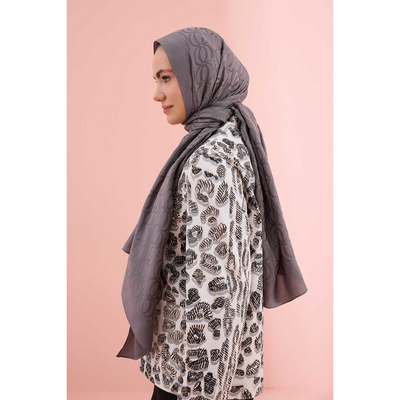 İmannoor Bambunoor Naia Pamuk Şal - Antrasit - Resim 2