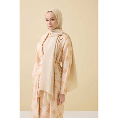 İmannoor Bambunoor Naia Pamuk Şal - Bej - Resim 3