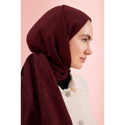 İmannoor Bambunoor Naia Pamuk Şal - Bordo - Resim 3