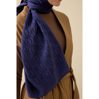İmannoor Bambunoor Naia Pamuk Şal - Lacivert - Resim 2