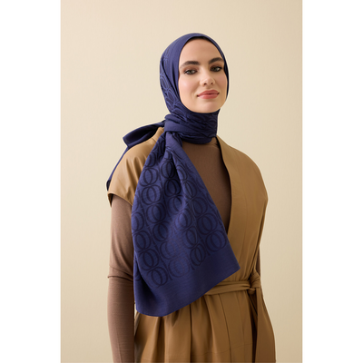 İmannoor Bambunoor Naia Pamuk Şal - Lacivert - Resim 1