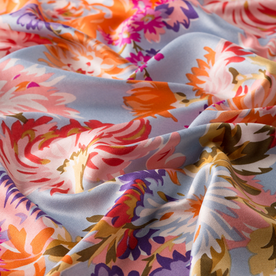 İpekevi Bebe Mavisi Kasımpatı Desenli İpek Şal - Resim 3