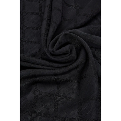 Valentino Orlandi Siena Logo Desen Şal - Siyah - Resim 2