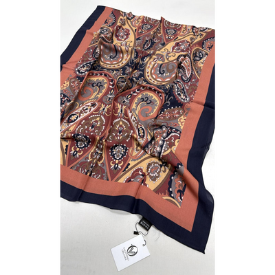 Valentino Orlandi Laura Deseli Şal - Lacivert/Kahve - Resim 2