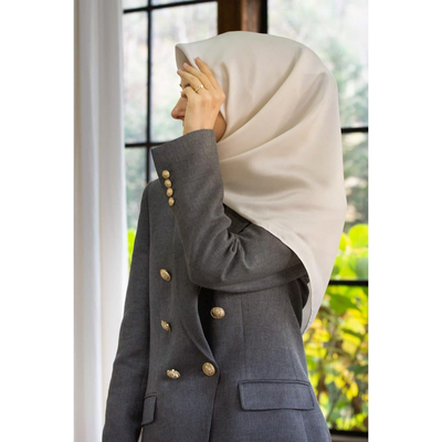 Vissona Düz Twill İpek Eşarp - Ekru - Resim 1