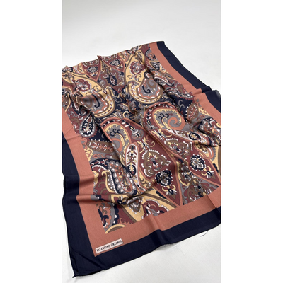 Valentino Orlandi Laura Deseli Şal - Lacivert/Kahve - Resim 1