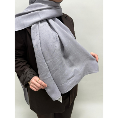 Valentino Orlandi Alia Mermer Desen Şal - Gri - Resim 2