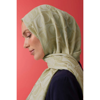 İmannoor Dama Desen Naia Pamuk Şal - Gold - Resim 1