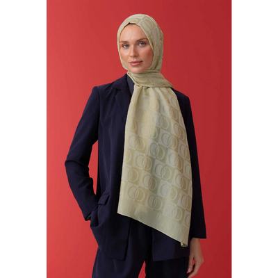 İmannoor Dama Desen Naia Pamuk Şal - Gold - Resim 3