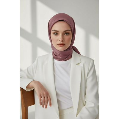Vissona Düz Twill İpek Eşarp - Gül Kurusu - Resim 2