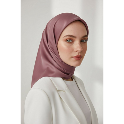 Vissona Düz Twill İpek Eşarp - Gül Kurusu - Resim 3