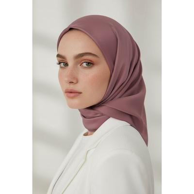 Vissona Düz Twill İpek Eşarp - Gül Kurusu - Resim 4