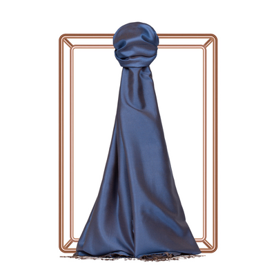 İPEKEVİ ÇİFT TARAFLI İPEK ŞAL - KOT MAVİ 