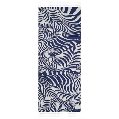 İpekevi Lacivert Palmiye Desenli İpek Şal - Resim 3