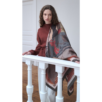 Mabeyn Omuz Şal - Kırmızı - Resim 2