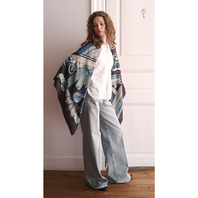 Nakkaşhane Omuz Şal - Mürekkep - Resim 4