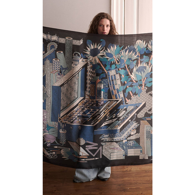 Nakkaşhane Omuz Şal - Mürekkep - Resim 3