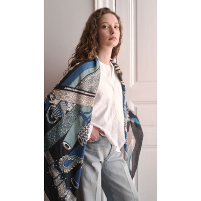 Nakkaşhane Omuz Şal - Mürekkep - Resim 2