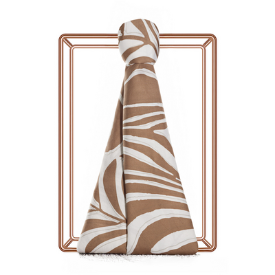 İpekevi Vizon Palmiye Desenli İpek Şal - Resim 1