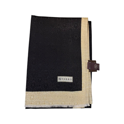 Vakko Pamuk İpek Şal - Helezon Monogram - Siyah Gold - Resim 1